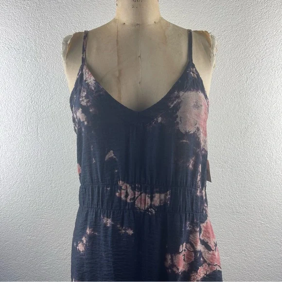 Anthropologie l XS LACAUSA Crinkle Rayon Tie Dye Knotted Hem Slip Dress Cover-up